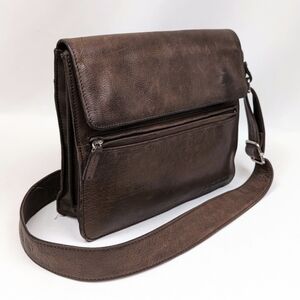 Fossil Crossbody Messenger Style Flap Bag Leather and Fabric Vintage Y2K Brown